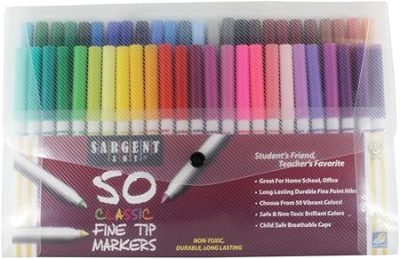 Sargent Art 22-1591 50-Count Fine Tip Classic Markers Pack